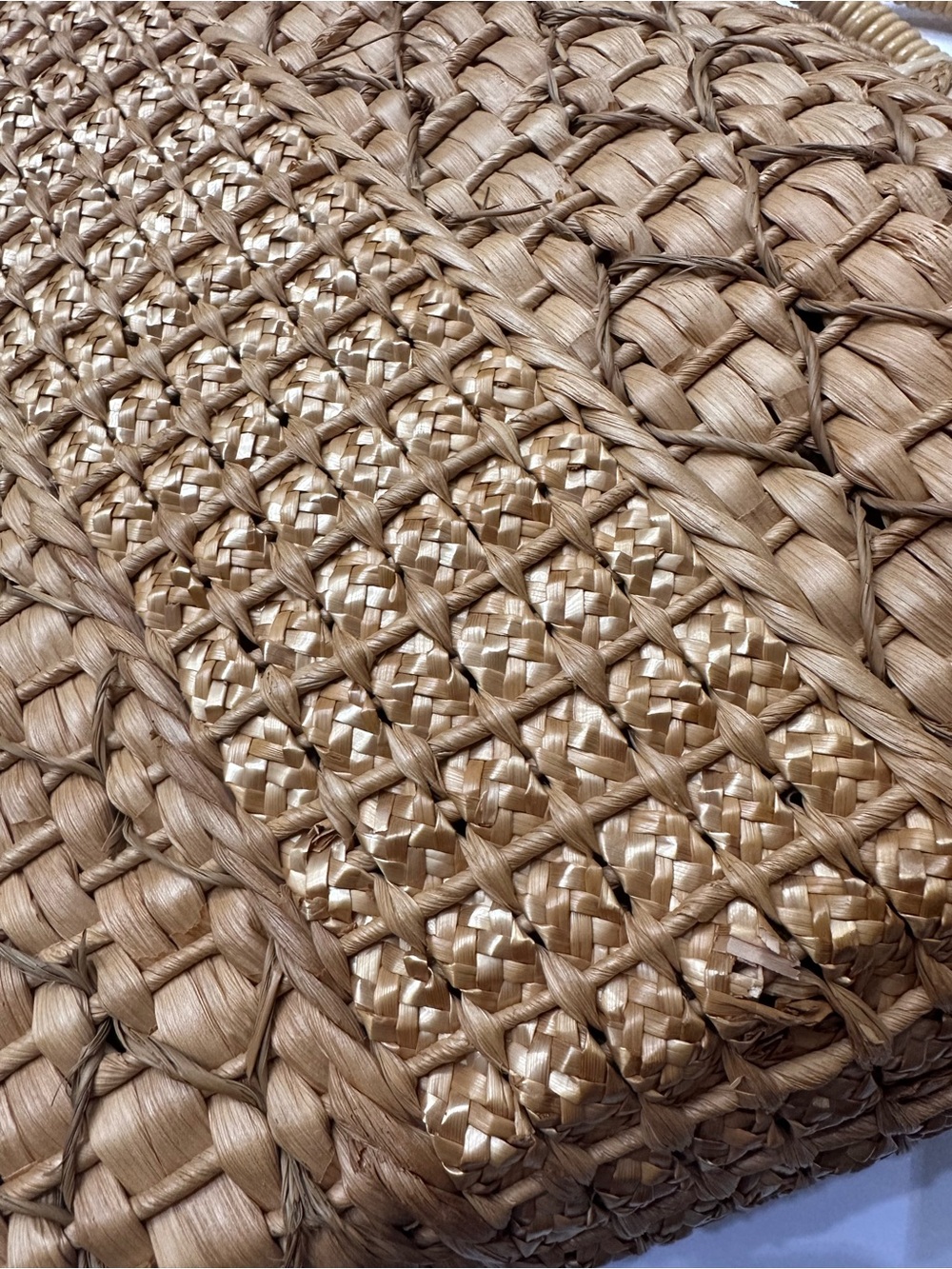 Vintage Handwoven Straw Market Basket Tote Bag Floral Lined Boho - Picture 13 of 13